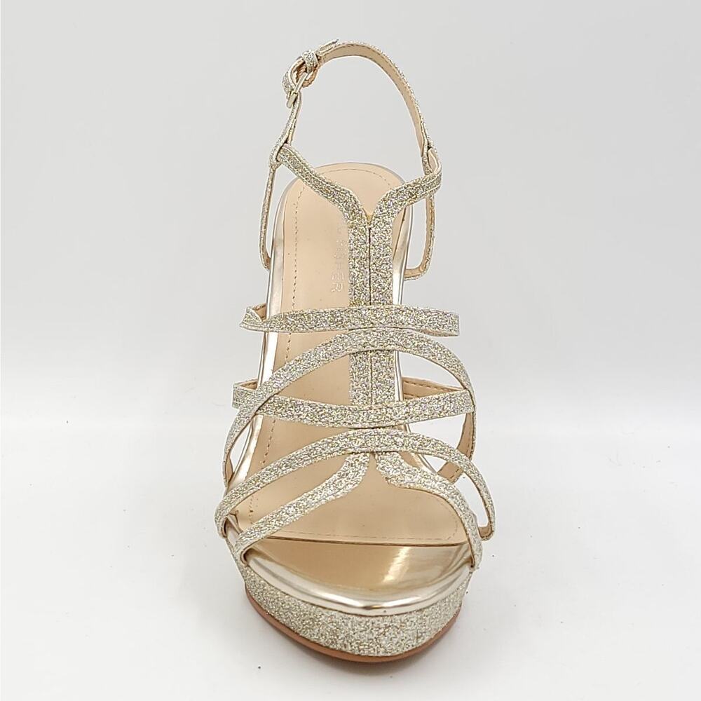 Marc Fisher Women Strappy Slingback Sandals Jaslyn Size US 8M Gold Glitter - Picture 2 of 6